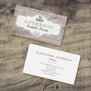 Cartão De Visita Farmhouse Russo Vintage Wood Logotipo de Fazenda d