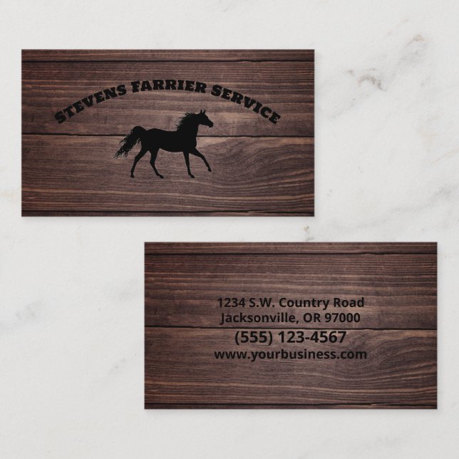 Cartão De Visita Farrier Horsferes Service Wood (Frente/Verso)