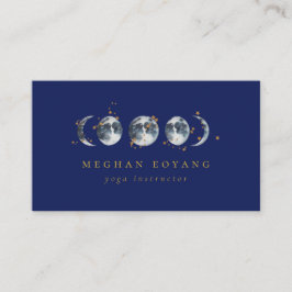Cartão De Visita Fase Celestial da Lua Estelar| Azul Marinho