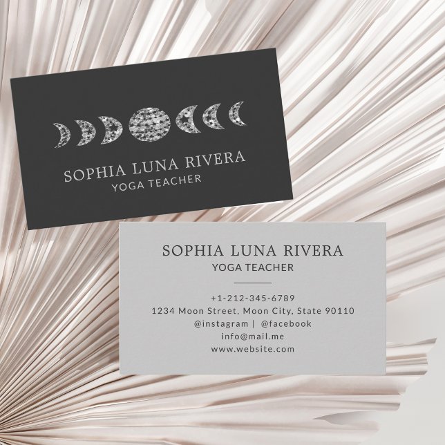 Cartão De Visita Fases Mínimas da Lua Celestial (Minimal Celestial Moon Phases Business Card)