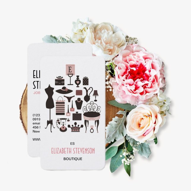 Cartão De Visita Fashion Boutique Compro de presentes femininos (Criador carregado)