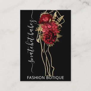 Cartão De Visita Fashion Floral Black Logotipo Dourado QR Stylist C