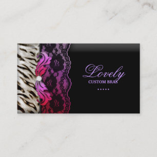 Cartão De Visita Fashion Jewelry Zebra Lace Vermelho Rosa