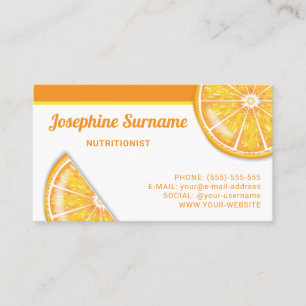 Cartão De Visita Fatias de Fruta Cítrica Laranja Nutricionista Diet