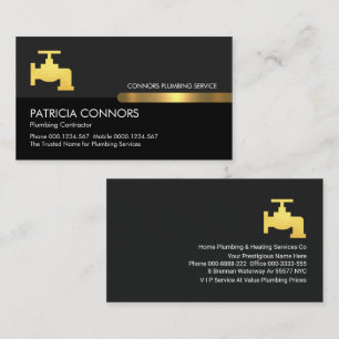 Cartão De Visita Faucet de canalizador Dourado da Cinza Negra