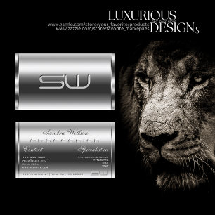 Cartão De Visita Faux 3D Monograma Profissional de Efeito Cromo Sil