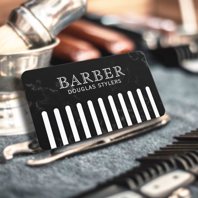 Cartão De Visita Faux black comb barber (Criador carregado)