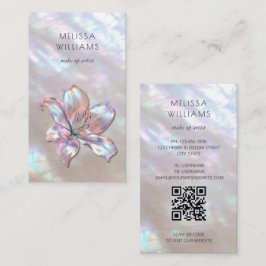 Cartão De Visita   FAUX Código Qr Holográfico Iridescente Lírio