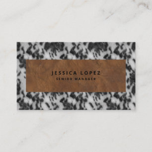 Cartão De Visita Faux Cowhide & Leather Russe Animal Print Black
