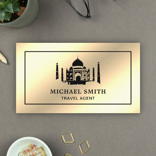 Cartão de visita Faux Cream Gold Foil Taj Mahal Ag