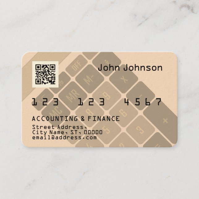 Cartão De Visita Faux credit or débito card look Calculator Sepia (Frente)