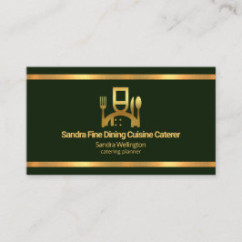 Cartão De Visita Faux Dourada Borders Emerald Green Catering