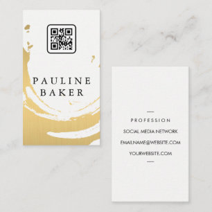 Cartão De Visita Faux Dourado Bruted   Código QR