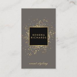 Cartão De Visita Faux Dourado Confetti espalhado em Cinzas modernas