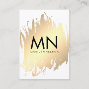 Cartão De Visita Faux Dourado escovado com monograma chic