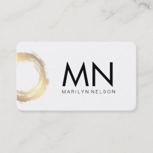 Cartão De Visita Faux Dourado escovado com monograma chic