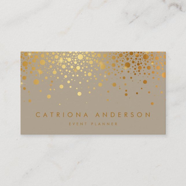 Cartão De Visita Faux Gold Foil Confetti Dots Modern II (Frente)