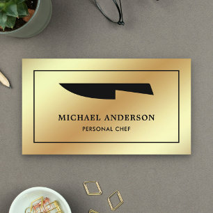 Cartão De Visita Faux Gold Foil Faca Preta Cozinha Faca Chef Pessoa