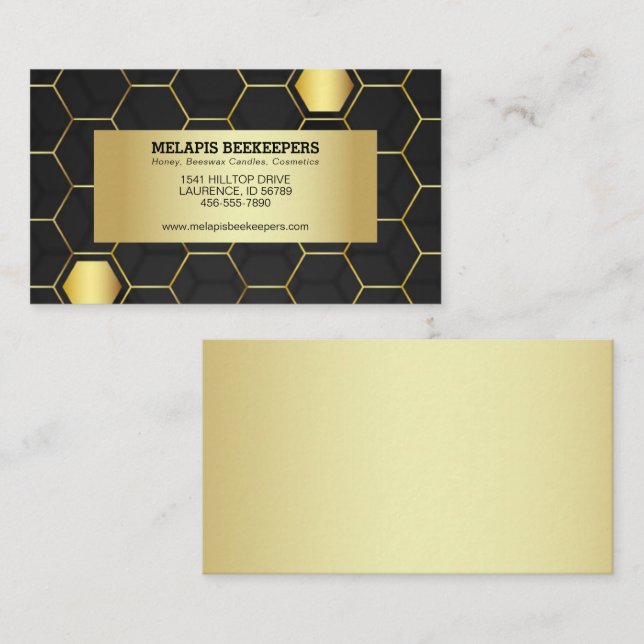 Cartão De Visita Faux Gold Foil Honeycomb (Frente/Verso)
