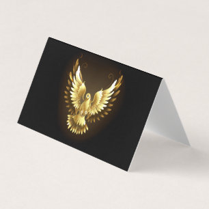 Cartão De Visita Faux Gold Foil Peace Dove em Preto