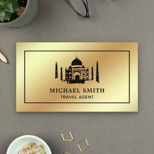Cartão De Visita Faux Gold Foil Taj Mahal Viagem Agent