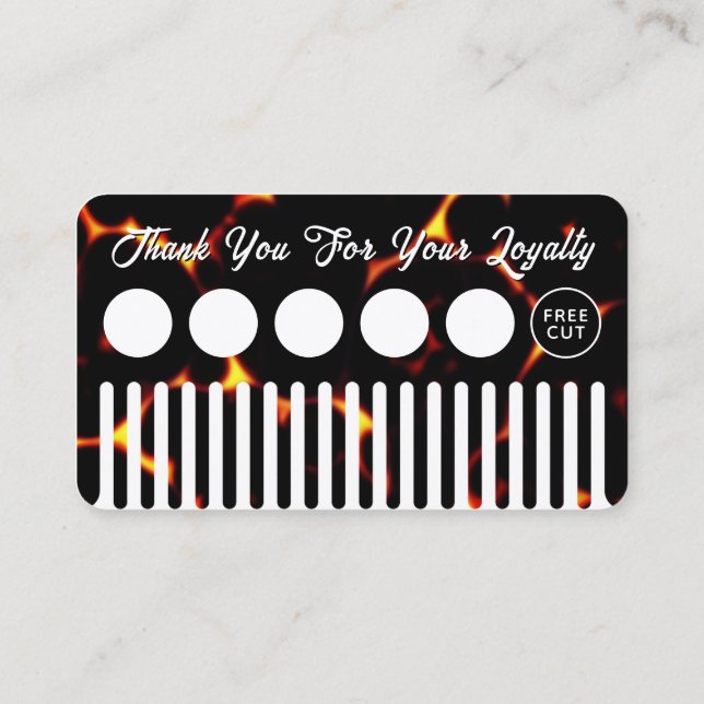 Cartão De Visita Faux hair comb looking hair salon loyalty card (Verso)