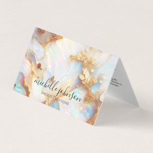 Cartão De Visita Faux Holographic Iridescente Opal Crystal Creative
