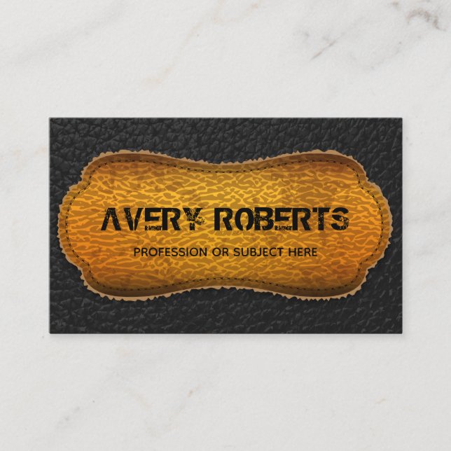 Cartão De Visita Faux Leather black Elegus geométrico (Frente)