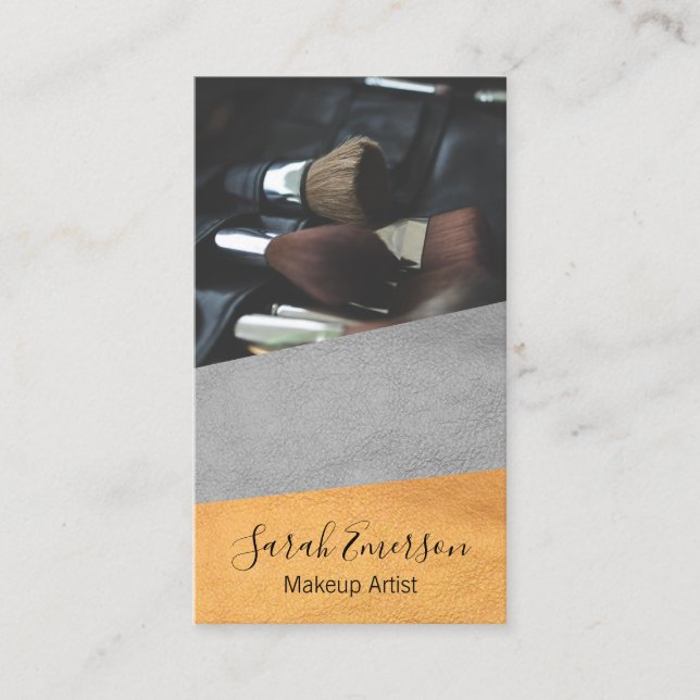 Cartão De Visita Faux Leather Impressão | Fashion Color Block (Frente)