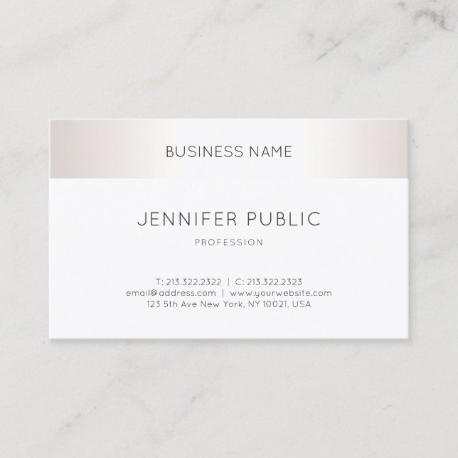 Cartão De Visita Faux Silver Elegant Clean Modern Professional (Frente)