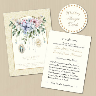 Cartão De Visita Favor de casamento católico com lembrança floral