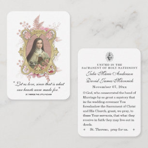 Cartão De Visita Favor de Casamento Católico St. Therese Rosas Vint