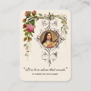 Cartão De Visita Favor de casamento católico St. Therese Rosas Vint