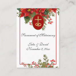 Cartão De Visita Favor de Natal Católico Poinsettia Casamento
