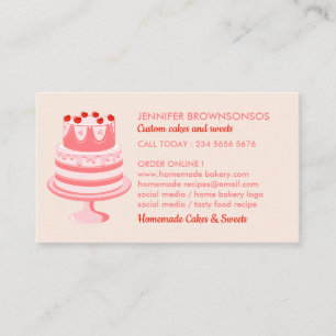 Cartão De Visita Fazedor de bolo de pastelaria Pink One Side Bakery