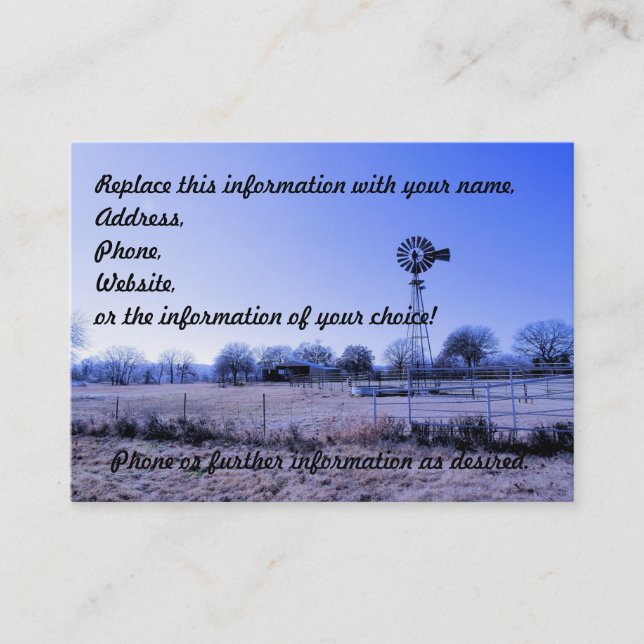 Cartão De Visita Fazenda com moinho de vento (Frente)