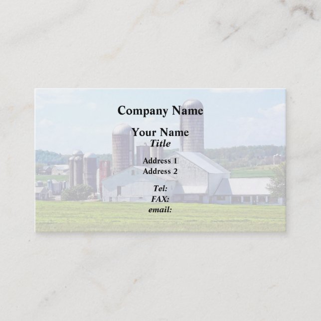 Cartão De Visita Fazenda da Pensilvânia com Silos (Frente)