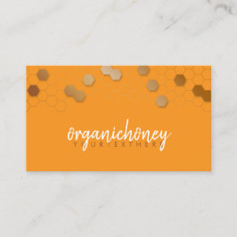 Cartão De Visita Fazenda de Abelhas de Honeycomb Dourada