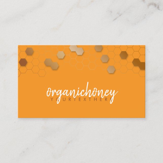 Cartão De Visita Fazenda de Abelhas de Honeycomb Dourada (Frente)