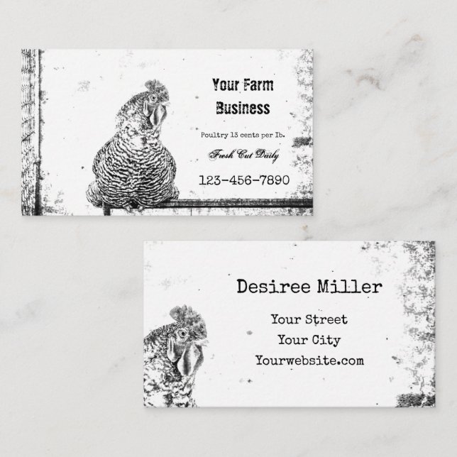 Cartão De Visita Fazenda de galhardetes Textura Branca em Preto (Frente/Verso)