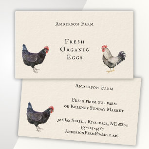 Cartão De Visita Fazenda Mínima de Ovos Pretos e Brancos com Frango