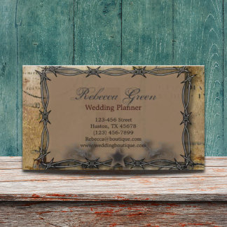 Cartão De Visita fazenda rural do país ocidental com arame farpado