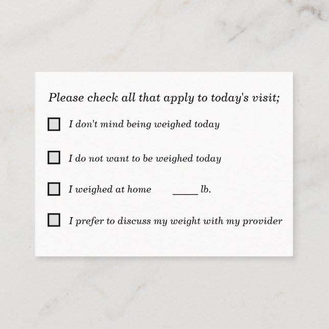 Cartão De Visita Fazer de decisão compartilhado para pesos (Verso)