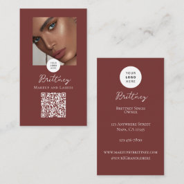 Cartão De Visita Fazer maquiagem com foto de código QR e logotipo e
