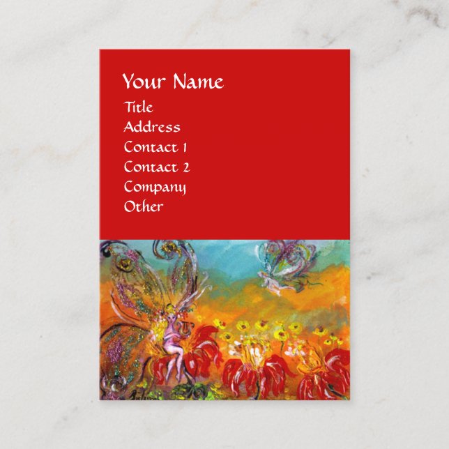 Cartão De Visita FÉ DAS FLORES VERMELHAS Fantasia Floral (Frente)