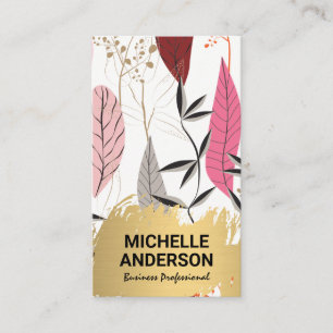 Cartão De Visita Feather Modern Boho   Dourado Bruto