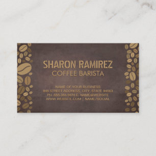 Cartão De Visita Feijões de café  Textura marrom