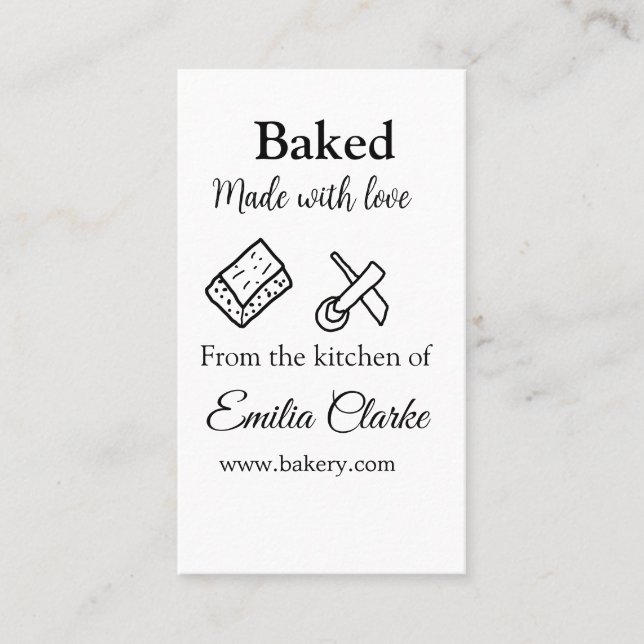Cartão De Visita Feita com amor, empresa de padaria adiciona textur (Frente)