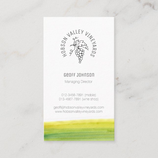 Cartão de visita feito sob encomenda do vinho do (Frente)