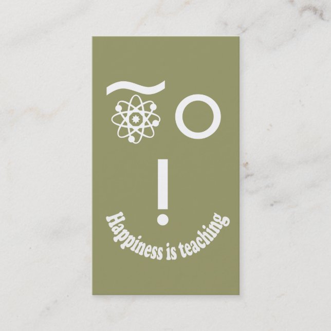 Cartão De Visita Felicidade é ensinar o Universo da Ciência como Át (Frente)